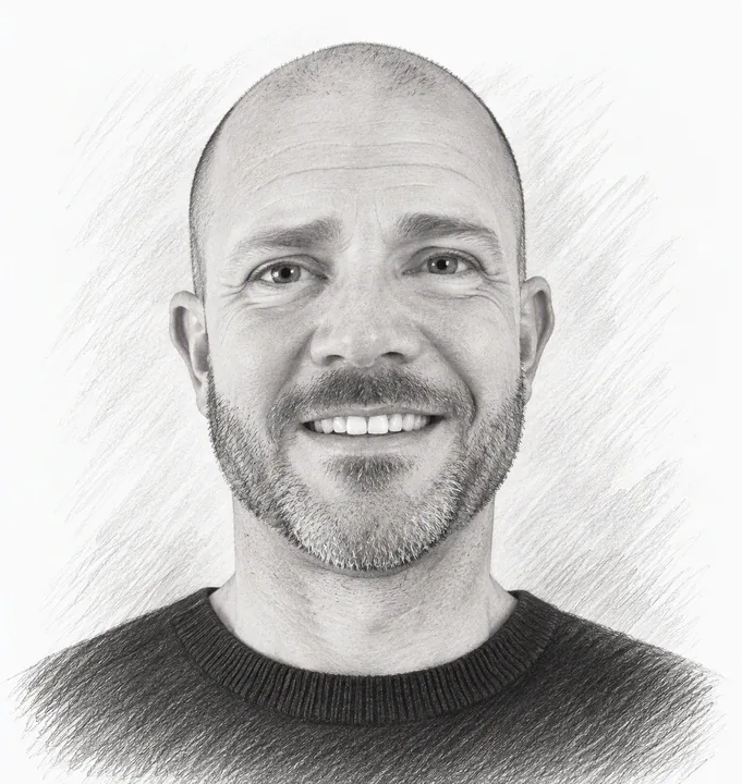 Pencil sketch portrait of Colin Webb FMAAT, Director of CW Accounting Limited